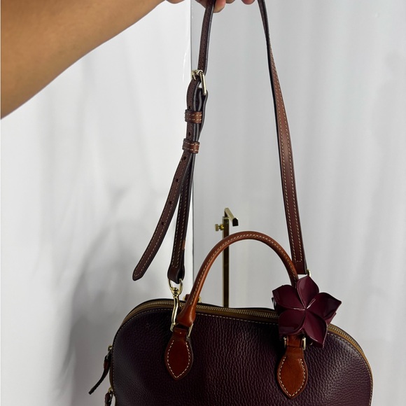 Dooney & Bourke Maroon and Tan Leather Satchel - Picture 6 of 9